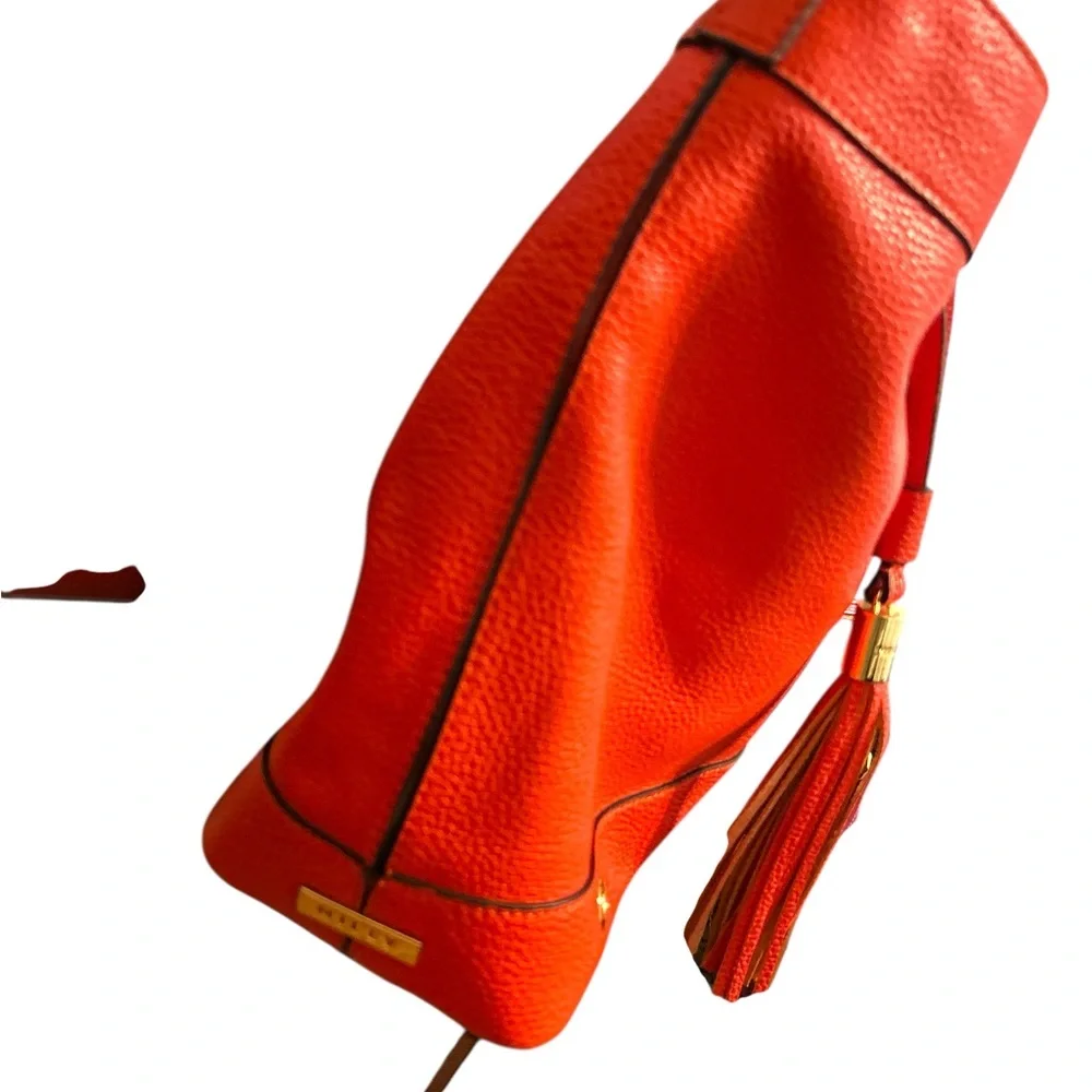 Milly Coral Leather Shoulder Bag with Crossbody Strap